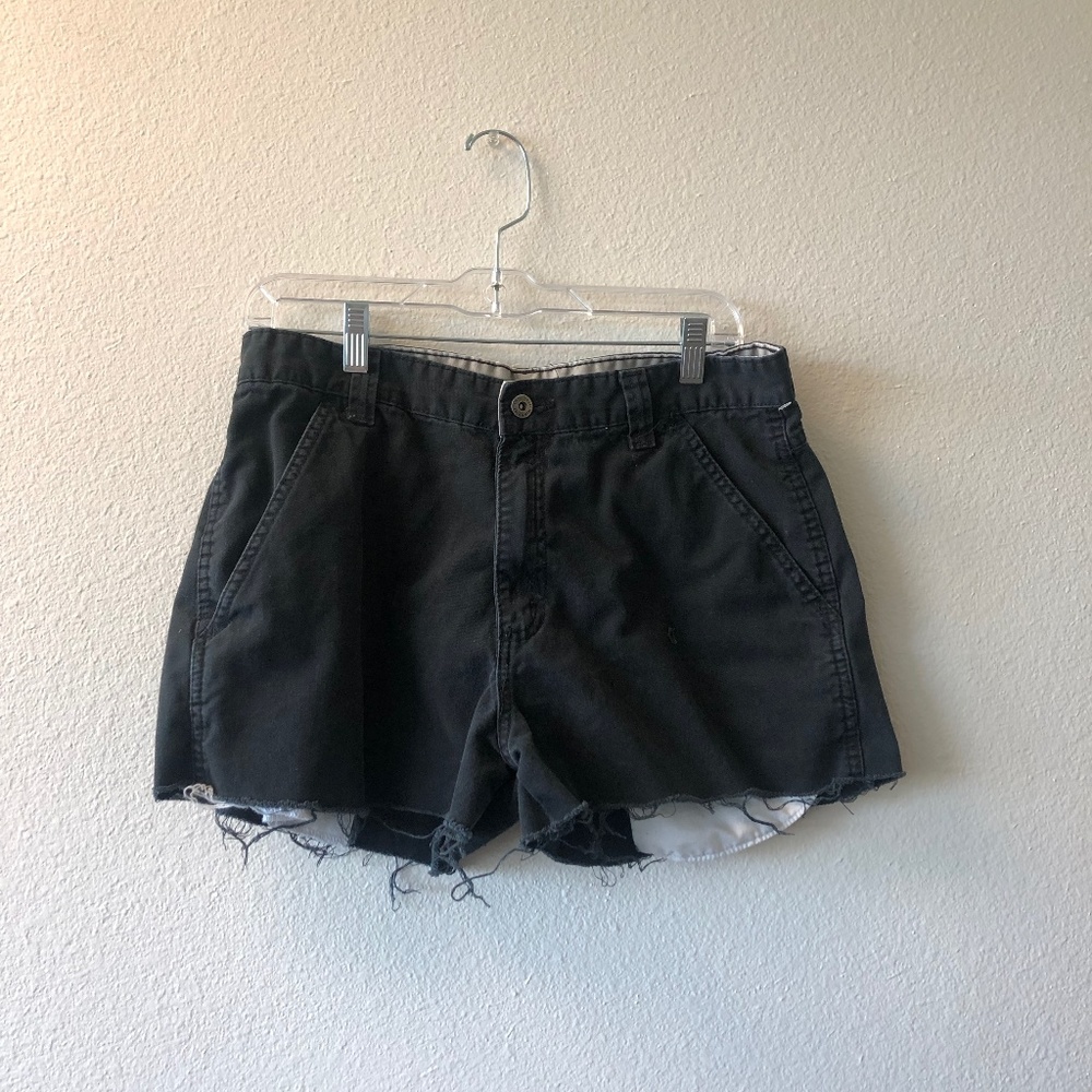Black denim shorts